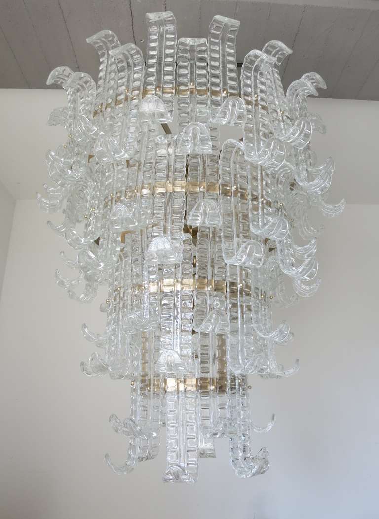 Spectacular Pair of Barovier and Toso "Felci" Chandeliers