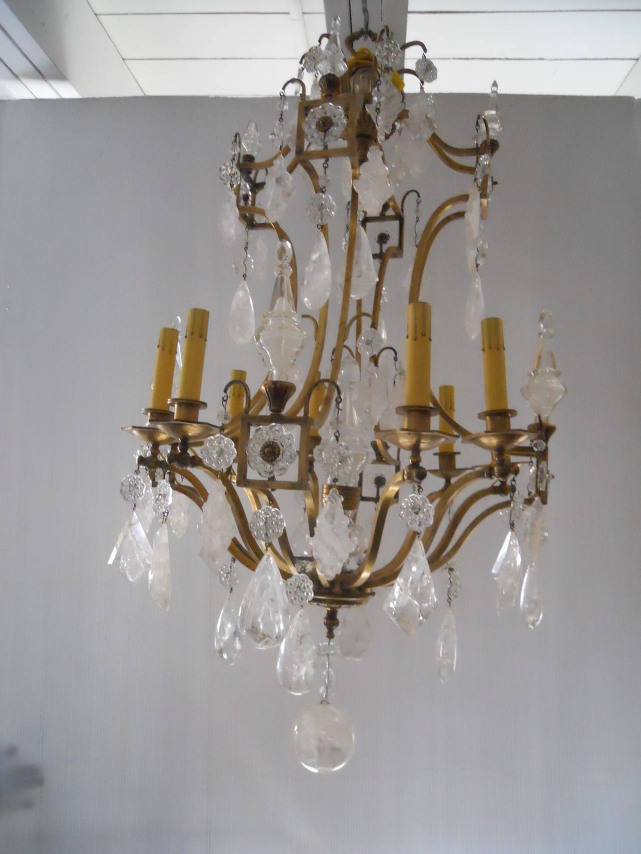 Beautiful French Rock Crystal Chandelier In Excellent Condition In Los Angeles, CA