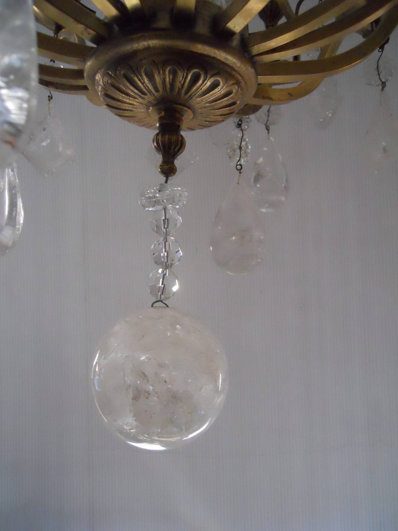 Gold Plate Beautiful French Rock Crystal Chandelier