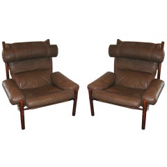 Pair of Scandanavian Mid Century Armchairs by Arne Norell