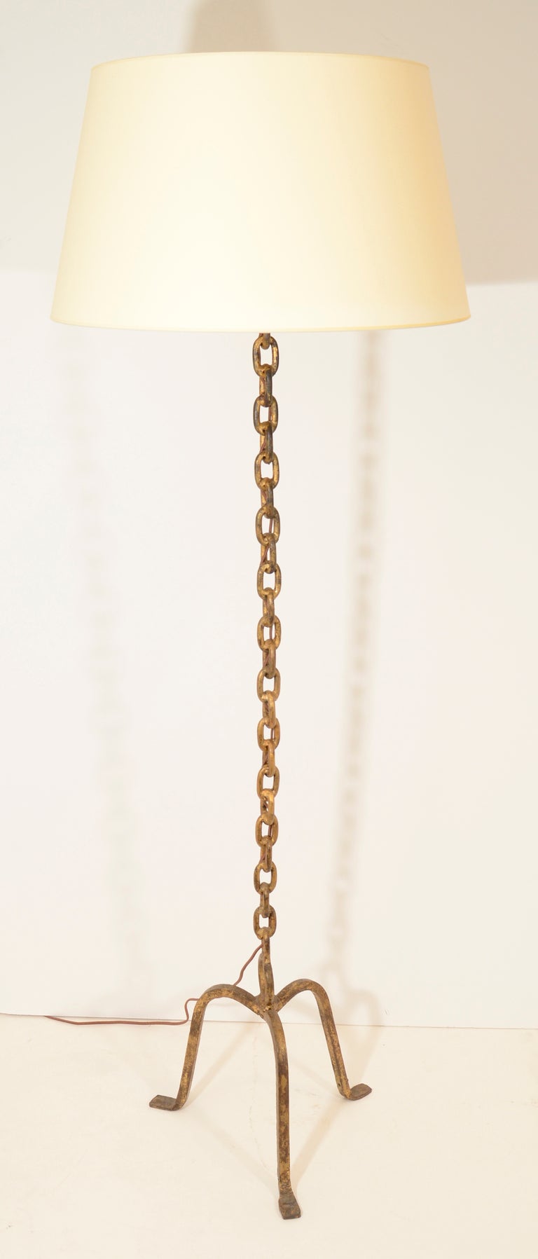 Tripod Gilt Chain Floor Lamp