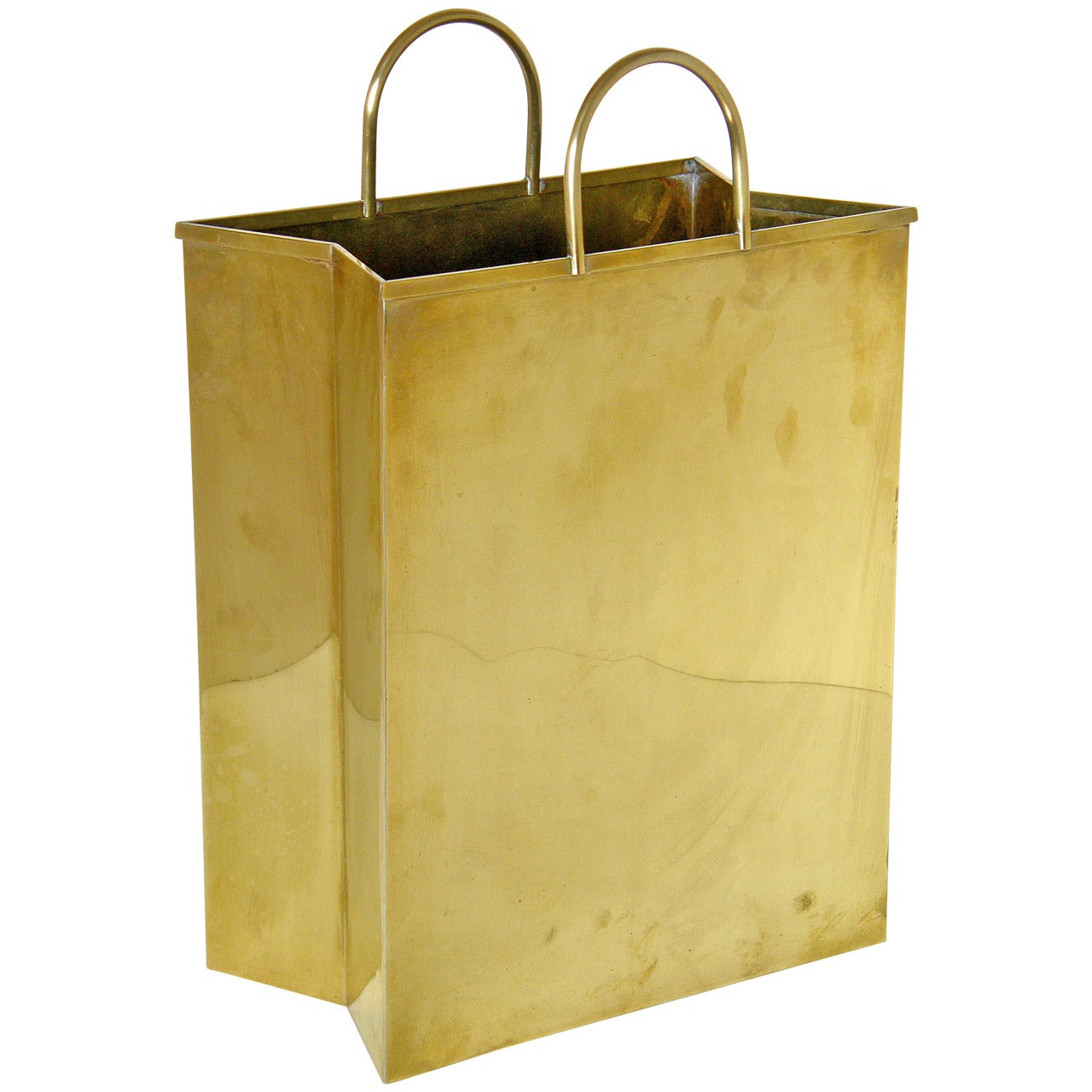 Italian Brass Shopping Bag Waste Basket