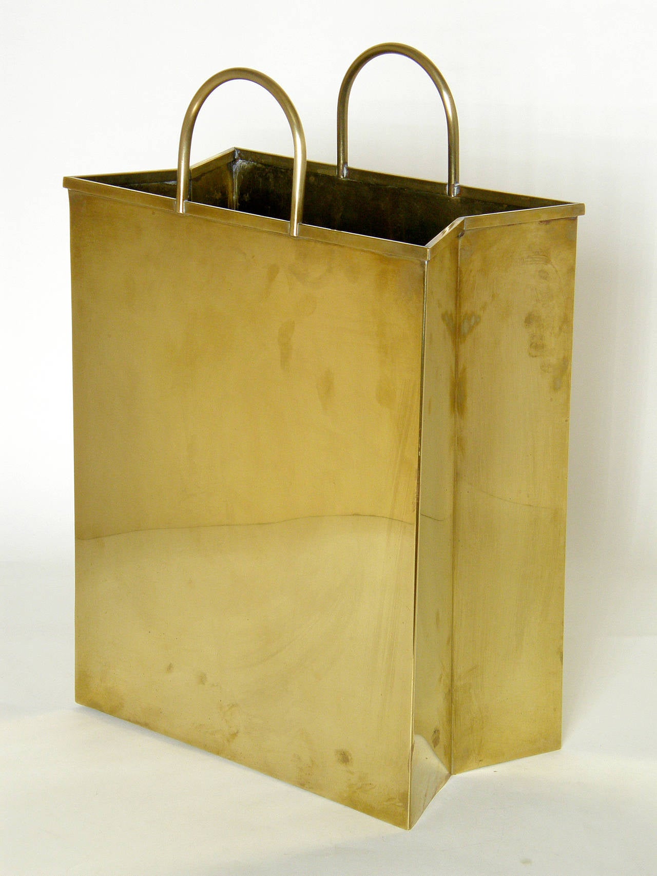 Italian Brass Shopping Bag Waste Basket at 1stDibs | shopping bag waste bin,  gold shopping bag trash can, brass shopping bag trash can