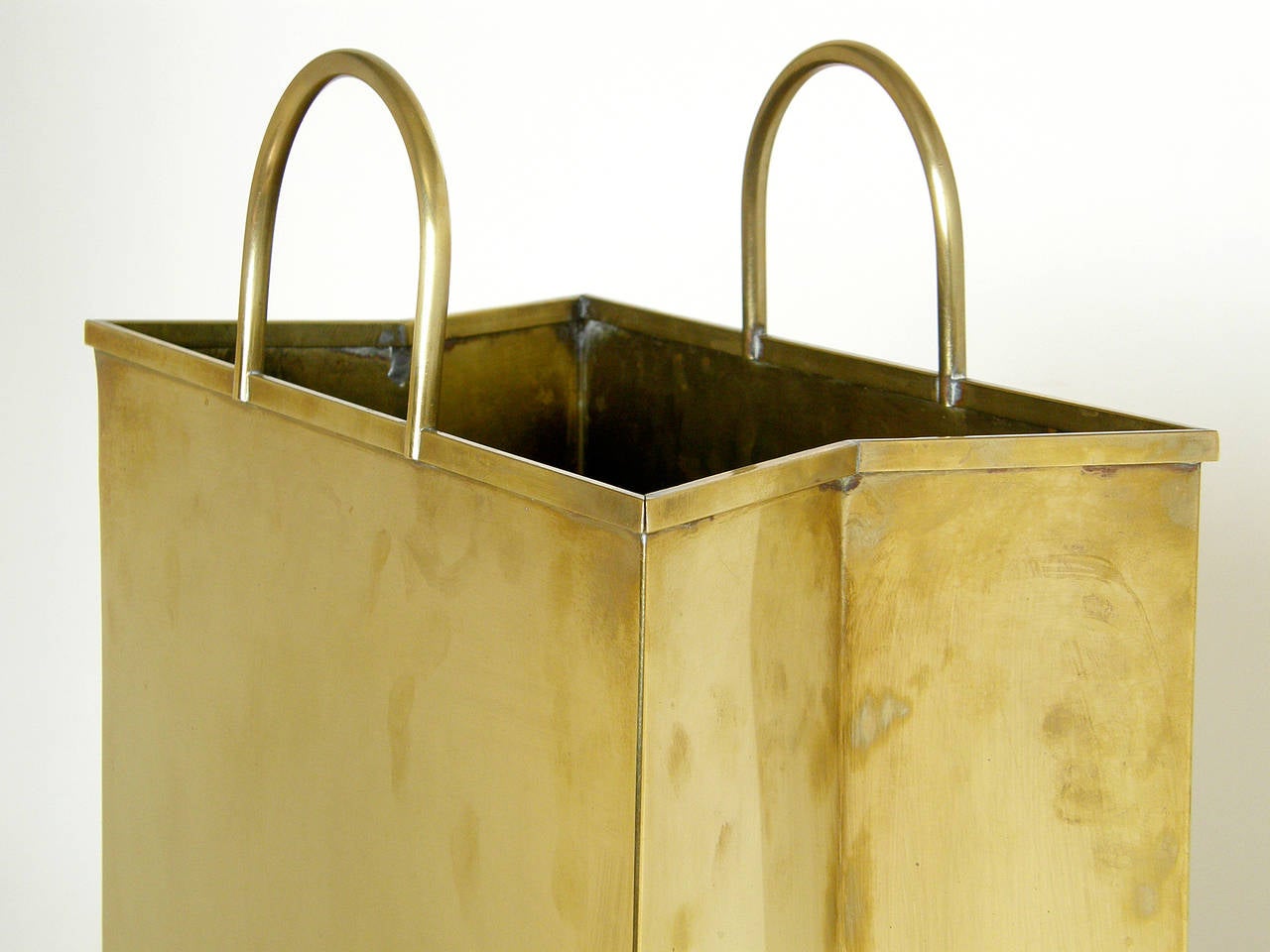 brass shopping bag trash can