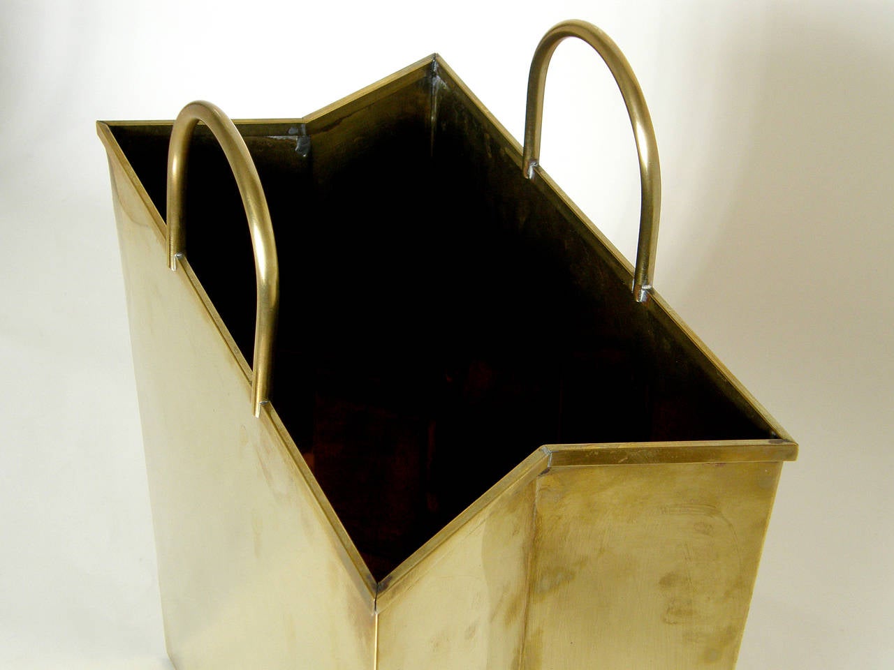 Modern Italian Brass Shopping Bag Waste Basket