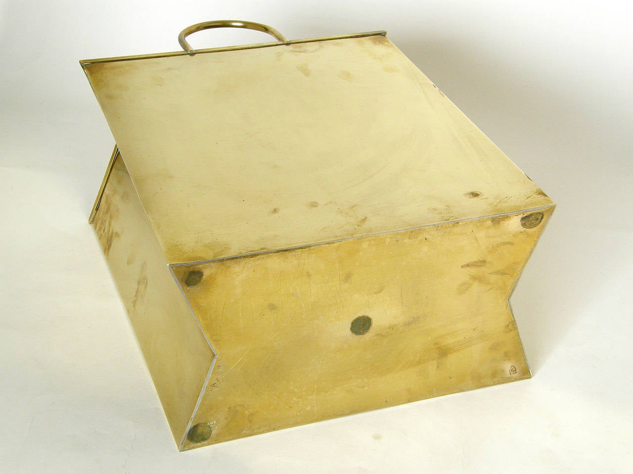 Italian Brass Shopping Bag Waste Basket In Good Condition In Chicago, IL