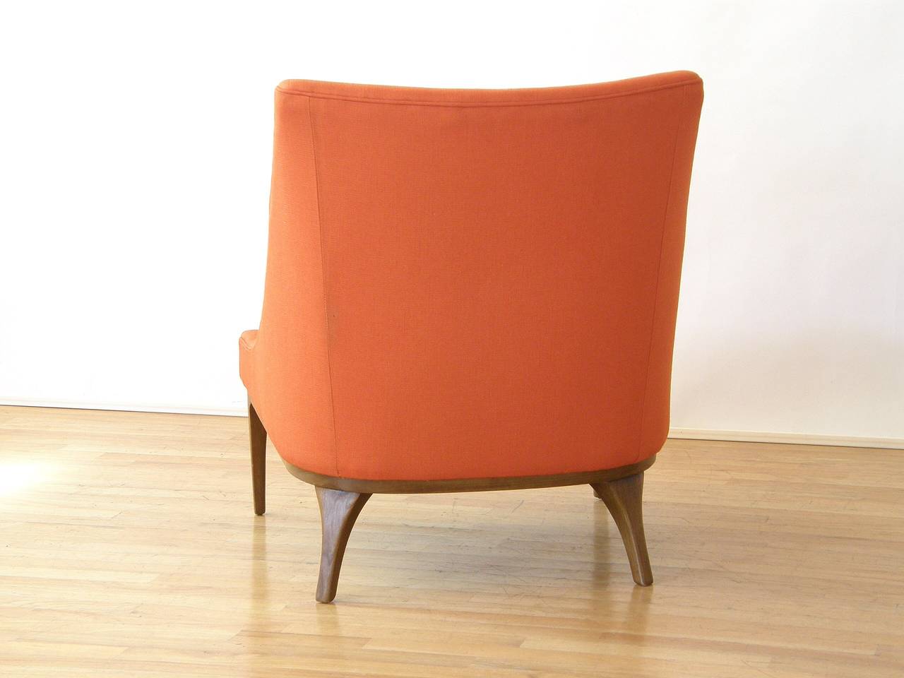 Slipper chair with curved sides designed by Lawrence Peabody.

Please use Contact Dealer button if you have any questions.