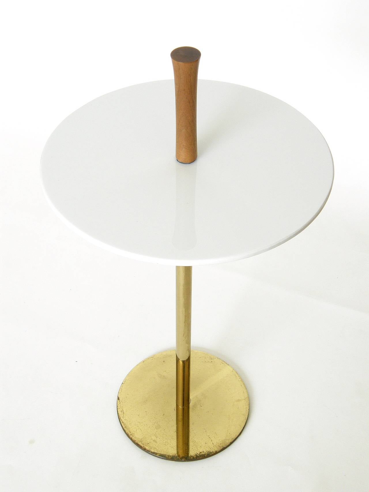 Minimalist Brass and Carrara Glass Portable Side Table