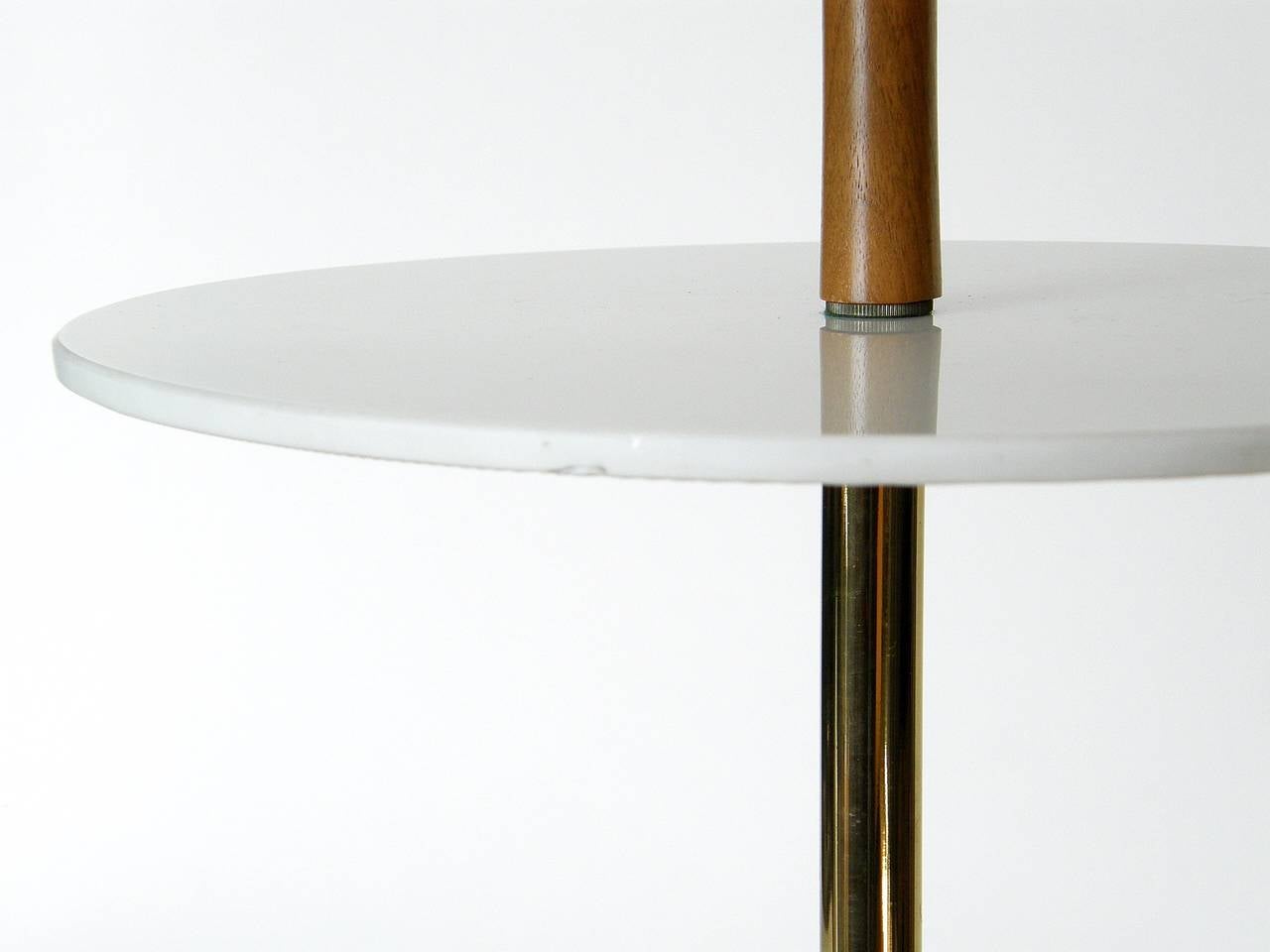 Mid-20th Century Brass and Carrara Glass Portable Side Table