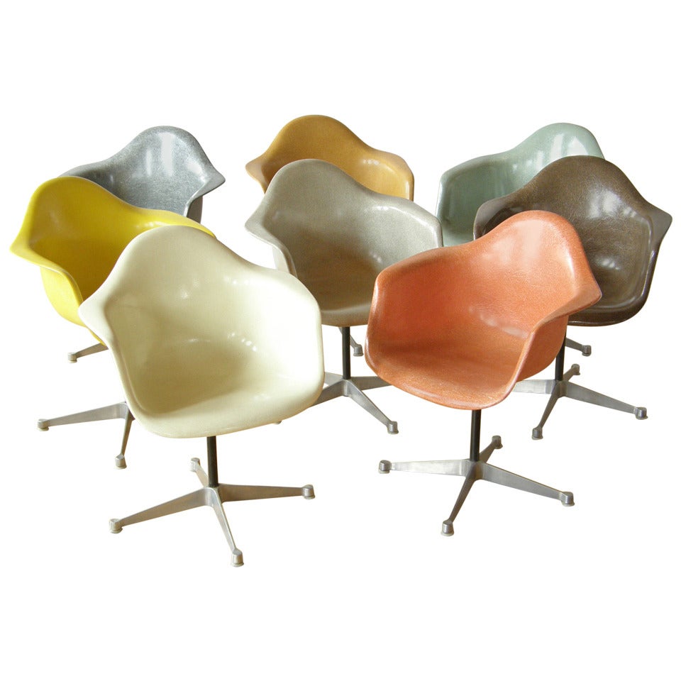 Set of Eight Eames Fiberglass Chairs
