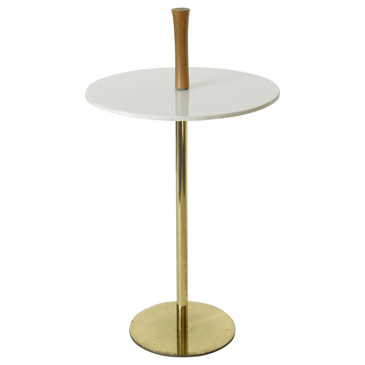 Brass and Carrara Glass Portable Side Table