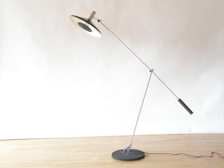 Articulated floor lamp designed in 1951 by Rosmarie and Rico Baltensweiler.

Please use Contact Dealer button if you have any questions.