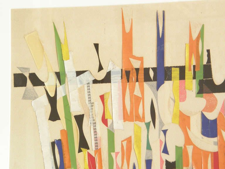 Mid-Century Modern 1946 Alexander Girard Mixed Media Collage with Cut Tape and Colored Pencil
