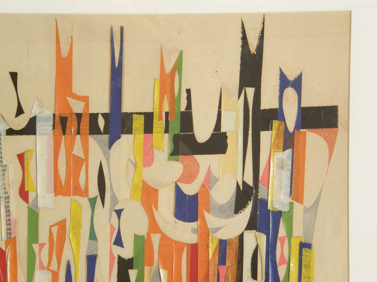 1946 Alexander Girard Mixed Media Collage with Cut Tape and Colored Pencil In Good Condition In Chicago, IL