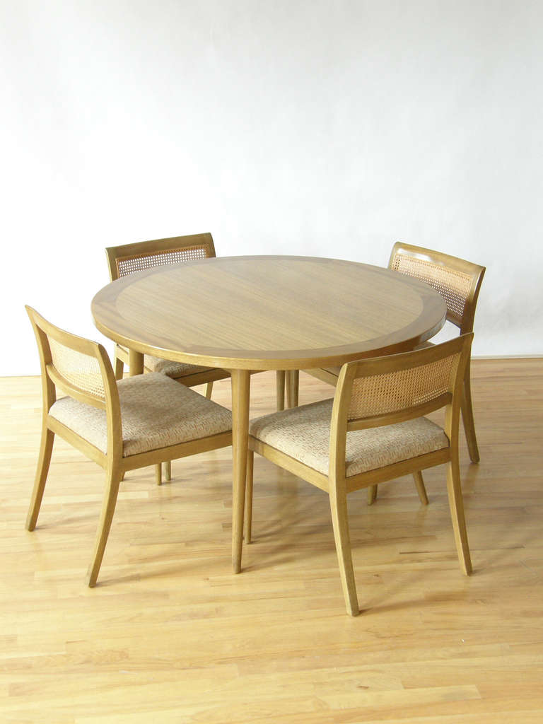 Mid-Century Modern Harvey Probber Mahogany Dining Set Saber Leg Round or Oval Table and Six Chairs