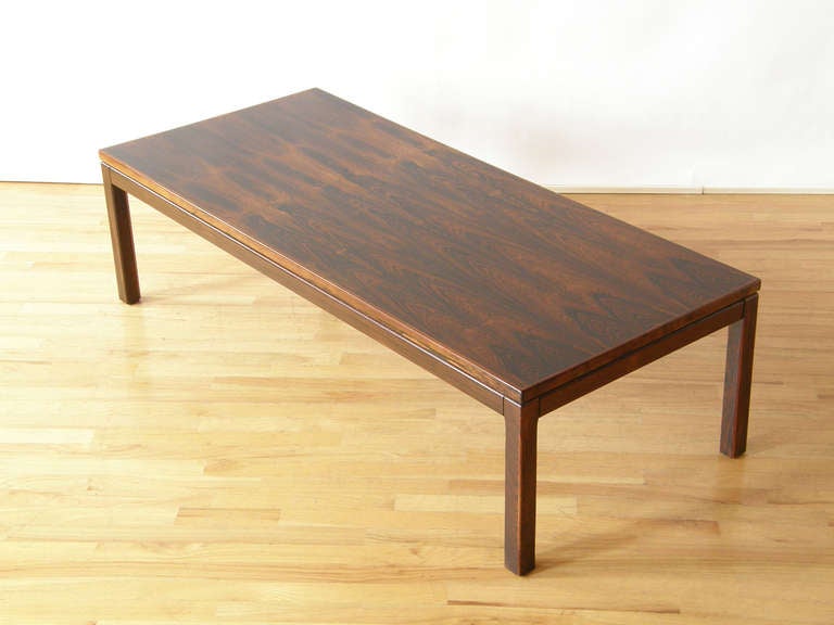 This Scandinavian modern rosewood coffee table, attributed to P.S. Heggen of Norway, has clean lines and a simple form that make a perfect foil for the beautifully figured rosewood.

Please contact us if you have any questions.
