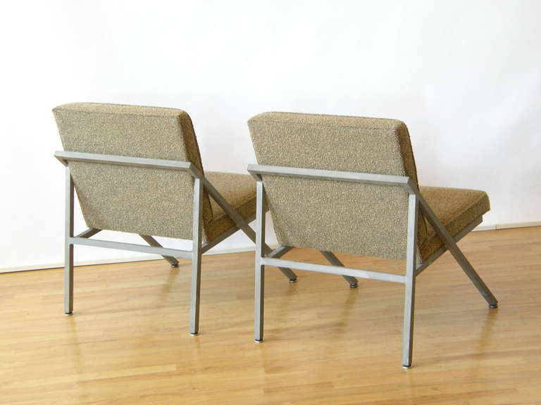 American Pair of Angular Lounge Chairs from Estate of Chicago Architect Paul MacAlister