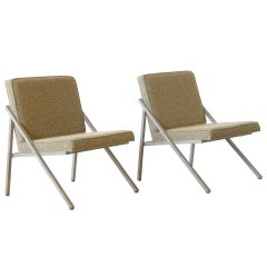 Pair of Angular Lounge Chairs from Estate of Chicago Architect Paul MacAlister
