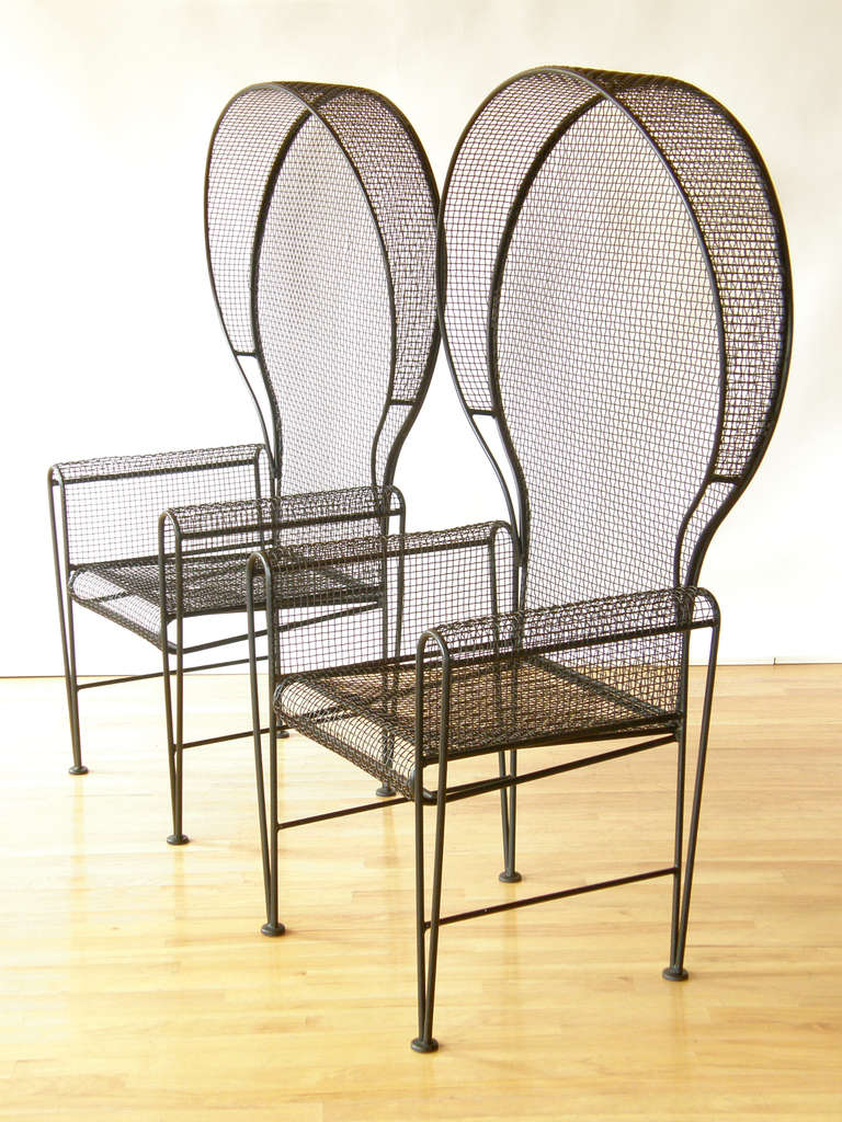 American Woven Iron Wire Throne Chairs
