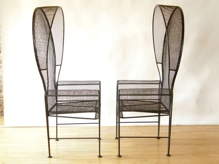 Woven Iron Wire Throne Chairs In Good Condition In Chicago, IL