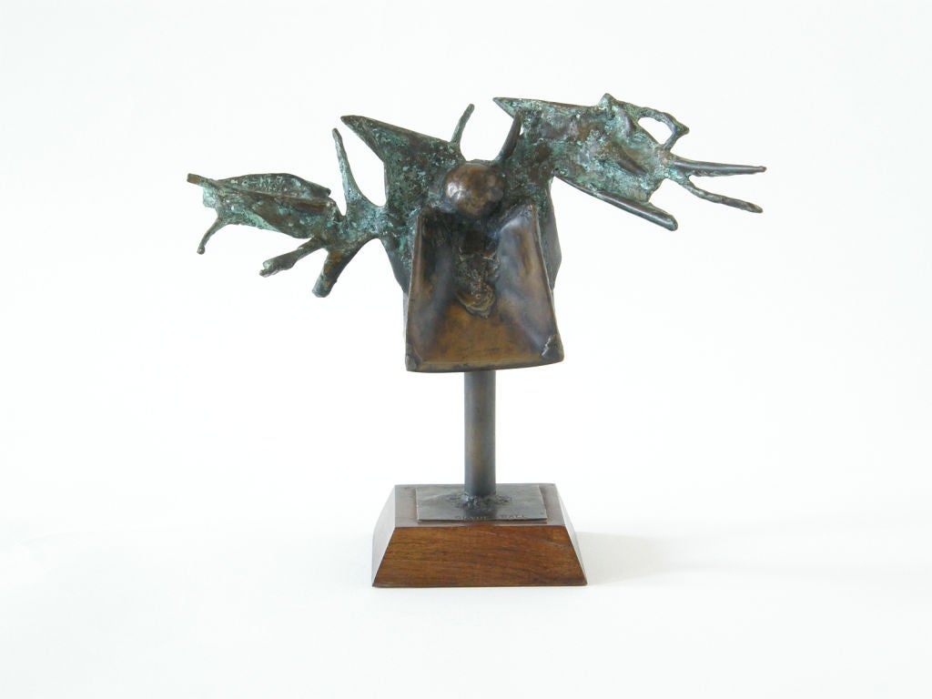 Bronze abstract sculpture by Michigan artist Clyde Ball