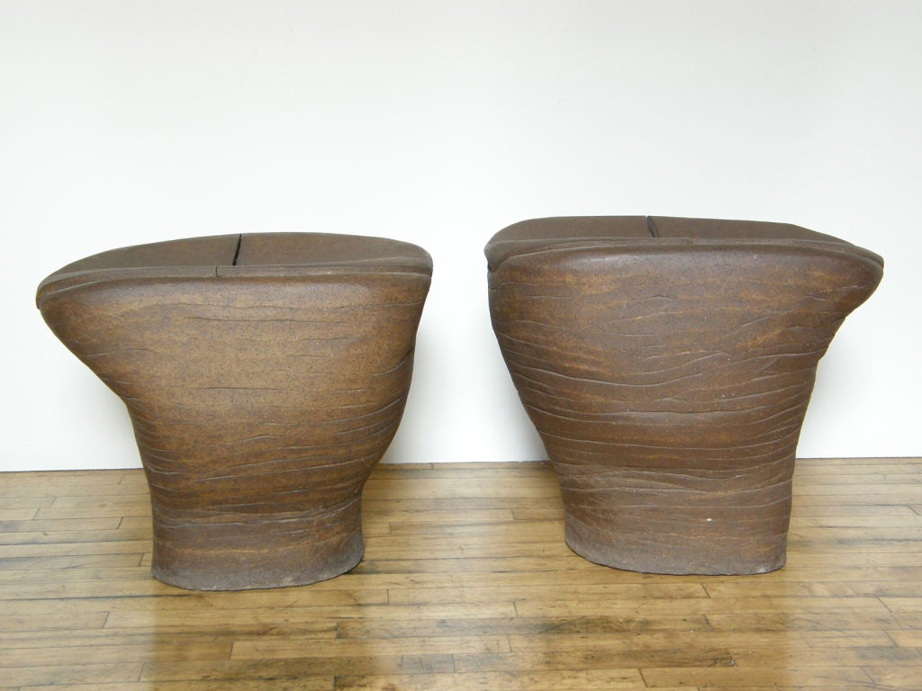 Stoneware garden seats by Karen Karnes. The Objects: U.S.A. show in 1969  was one of the most important exhibitions of American craft in the 20th century. These seats were selected for the collection, travelled with the exhibition and are published