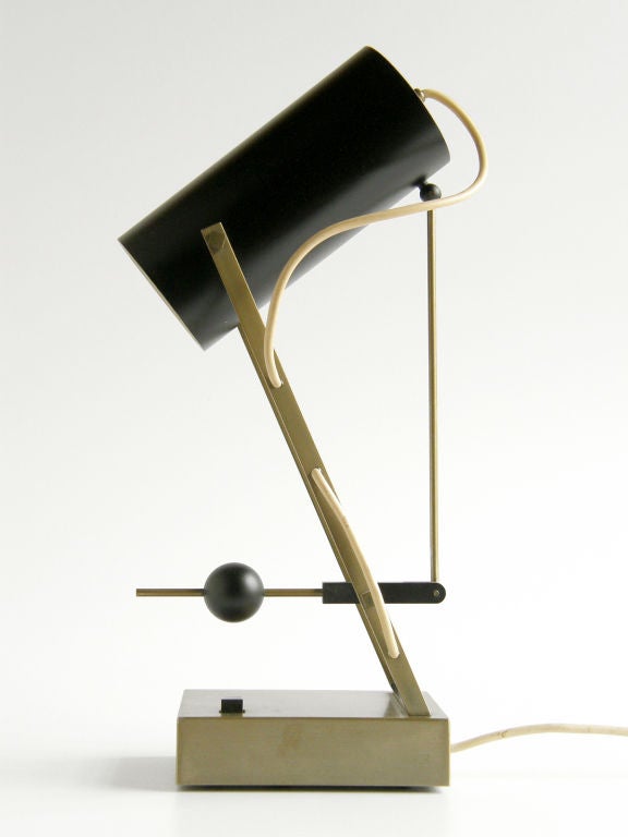 This articulated accent lamp by Arredoluce is a great revisiting of design from the machine age of the early 20th century. The lever mechanism is a beautiful and integral part of the design.

Please contact us if you have any questions.