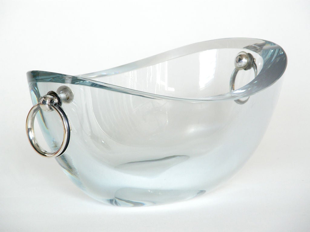 Glass Bowl with Sterling Mounts