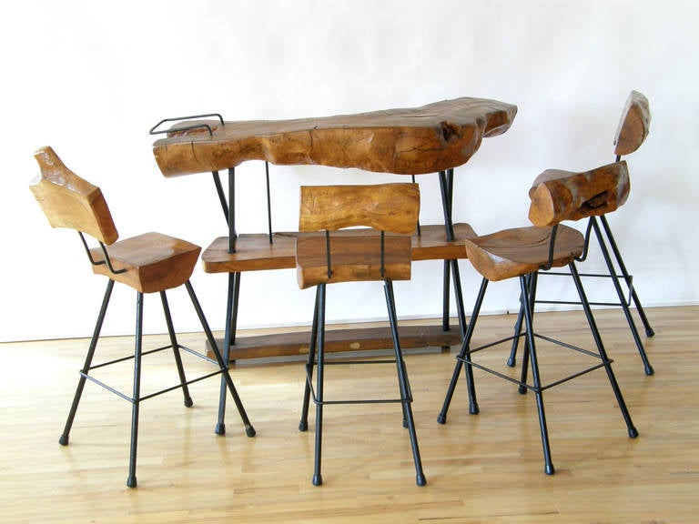 Very cool split log bar and four stools.

Please use Contact Dealer button if you have any questions.