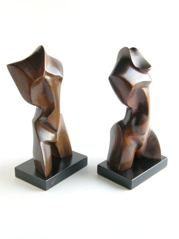 Torso sculptures designed by Yasha Heifetz. These forms were originally executed as models for lamp bases in wood and ceramic but because of the quality of design were also sold as sculpture.