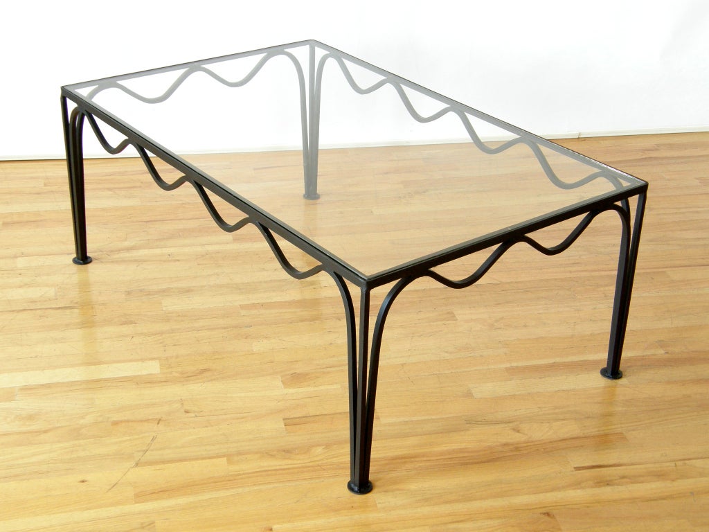 Mid-20th Century Iron and Glass Coffee Table