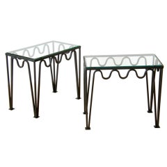Vintage Iron and Glass End Tables