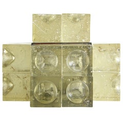 Sculptural Circles and Squares Molded Italian Glass Cubes Table Lamp