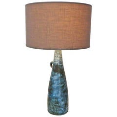 French Ceramic Table Lamp by Jacques Blin with Iconic Decoration