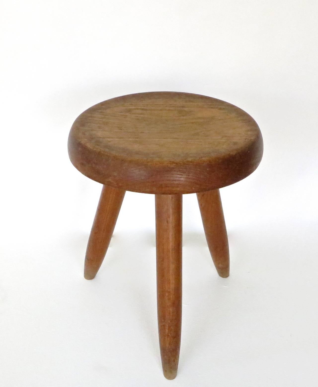 French Charlotte Perriand Stool in Oak