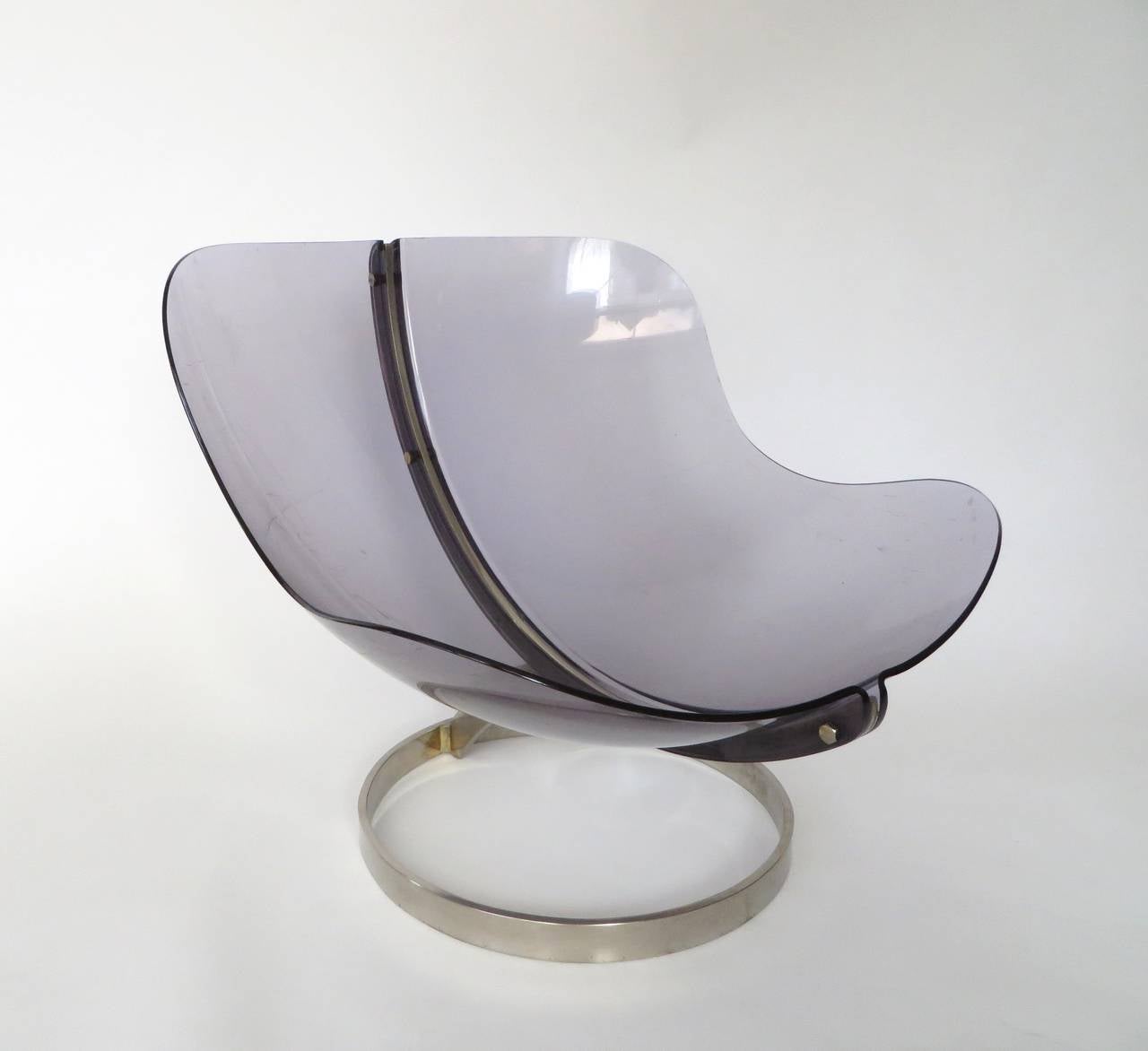 Plexiglass and Black Leather Chair by Boris Tabacoff 3