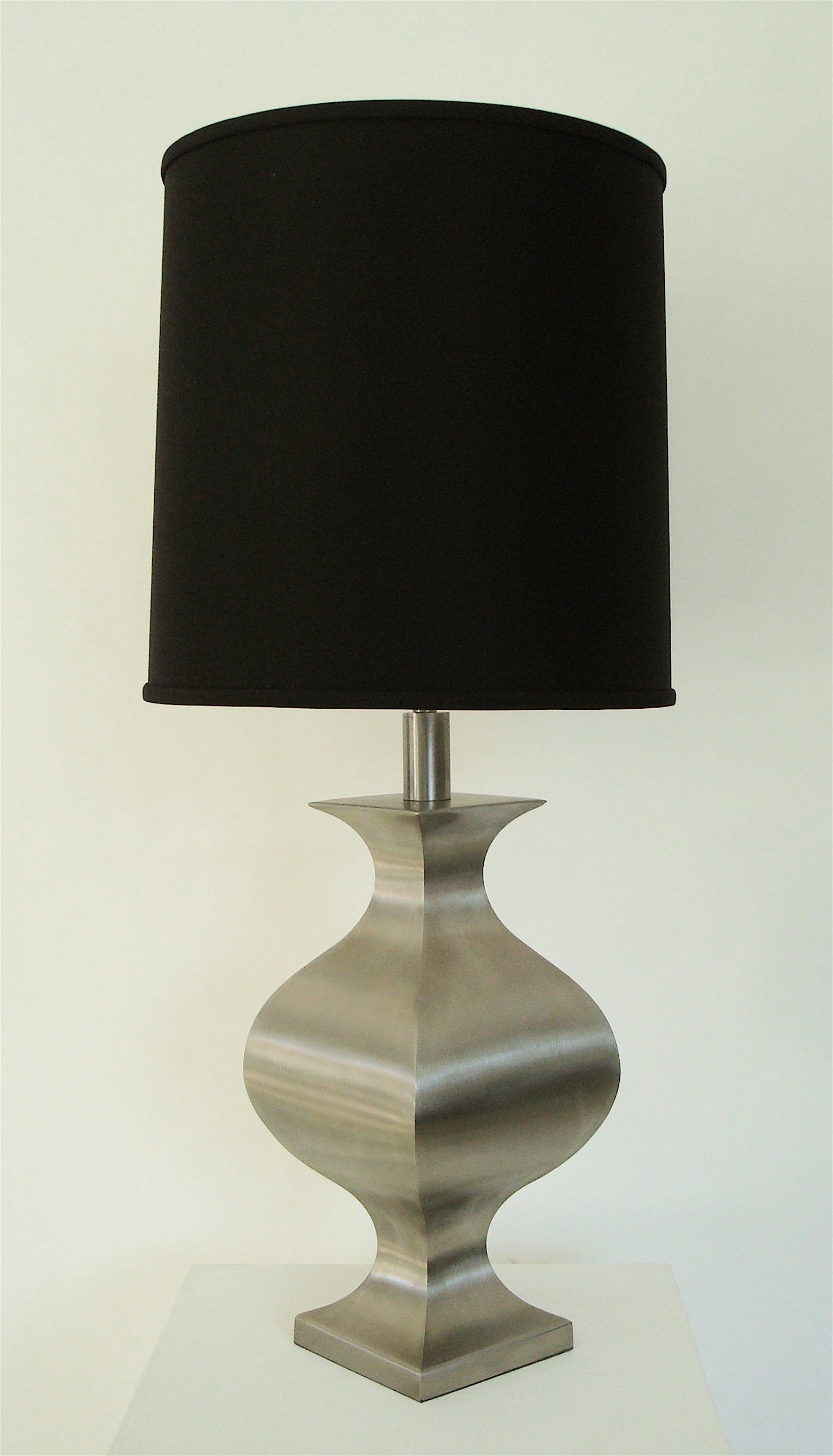 French Brushed Stainless Steel Table Lamp by Francois See for Maison Jansen For Sale