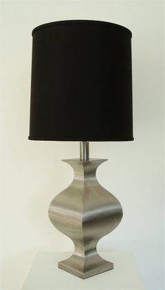 French Brushed Stainless Steel Table Lamp by Francois See for Maison Jansen