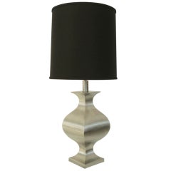 French Brushed Stainless Steel Table Lamp by Francois See for Maison Jansen 9