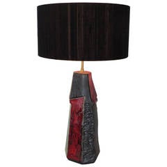 French Ceramic Polychrome Hand Sculpted Table Lamp by Salvatore Parisi