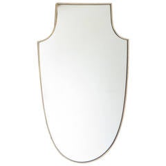 Italian Brass Framed Shield Shaped Mirror