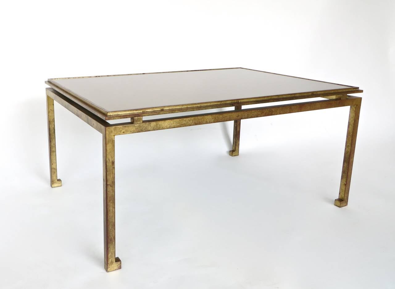 Maison Ramsay French Patina Gold Leaf Wrought Iron Coffee Table at 1stDibs