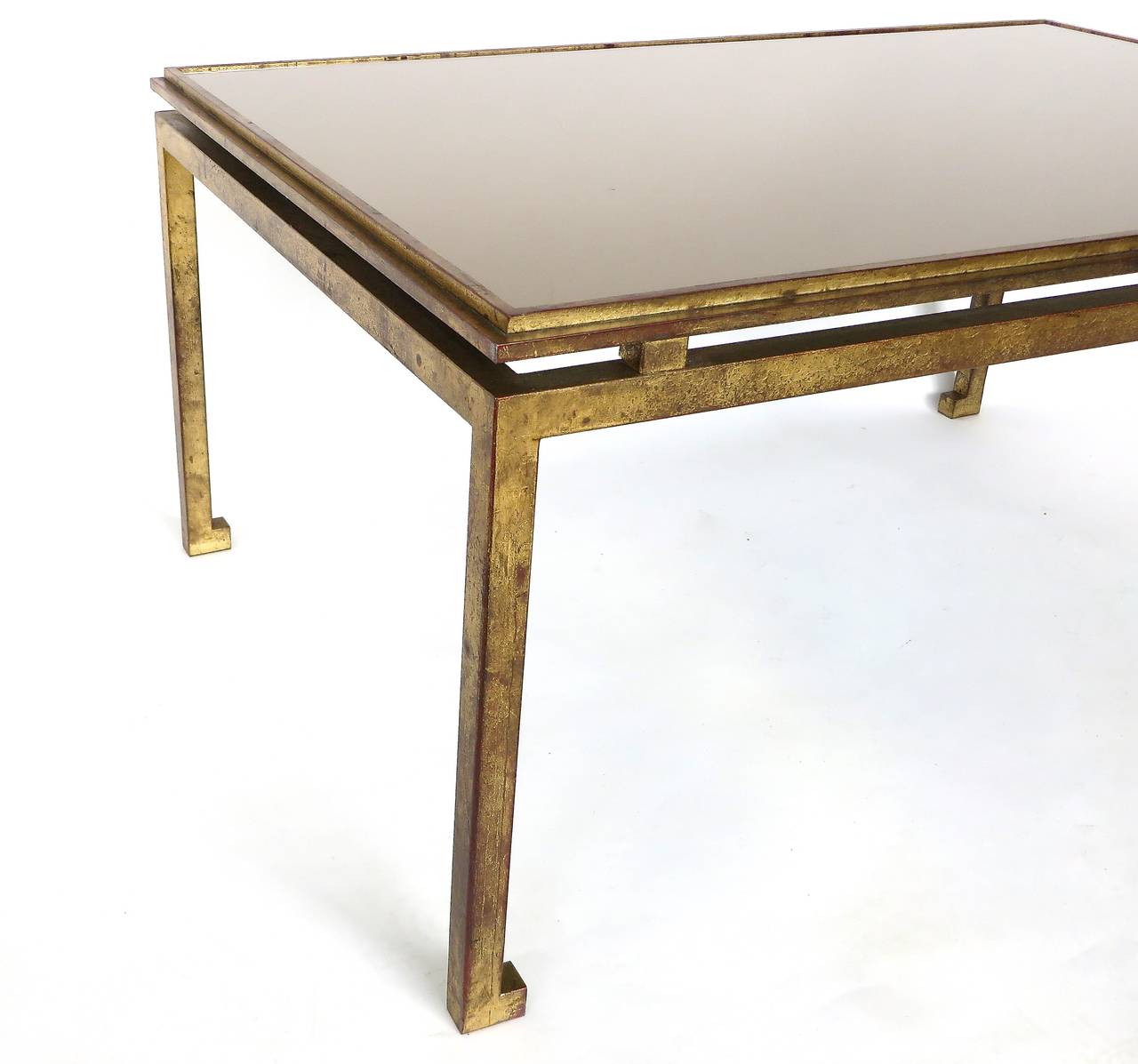Maison Ramsay French Patina Gold Leaf Wrought Iron Coffee Table 1