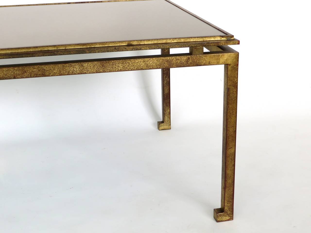 Maison Ramsay French Patina Gold Leaf Wrought Iron Coffee Table 3