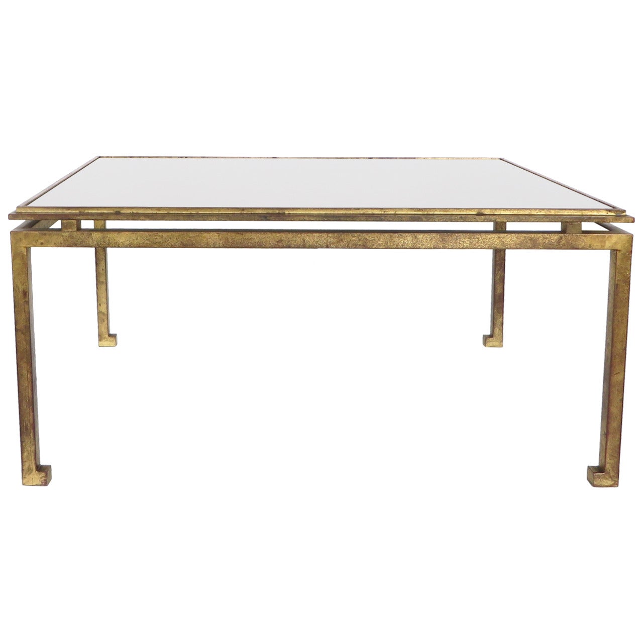 Maison Ramsay French Patina Gold Leaf Wrought Iron Coffee Table