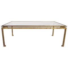 Maison Ramsay Superb Patina Gold Leaf Wrought Iron Rectangular Coffee Table