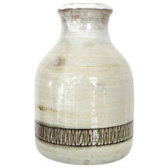 Retro French Cream Glazed Ceramic Vessel by Jacques Pouchain and  Atelier Dielufit