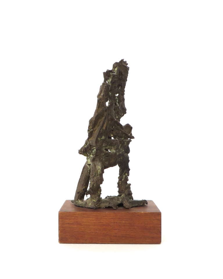American Abstract Bronze Figurative Sculpture on Walnut Base