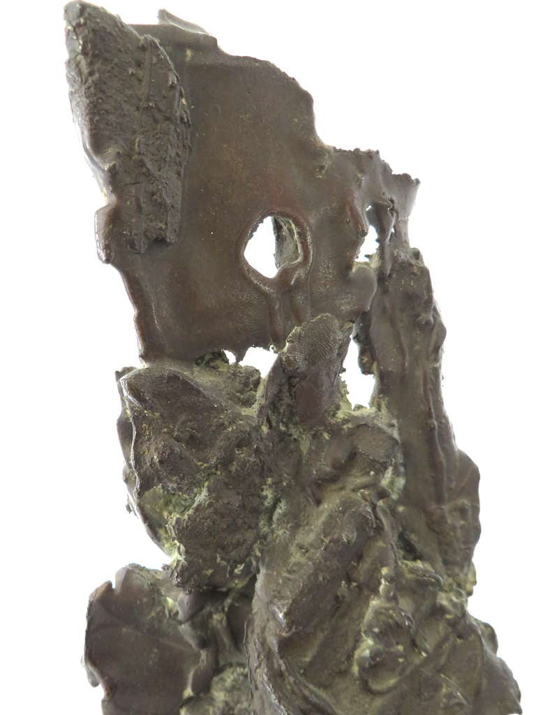 Abstract Bronze Figurative Sculpture on Walnut Base 2