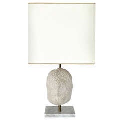 A French Specimen Lamp of Mounted Coral on Marble Base